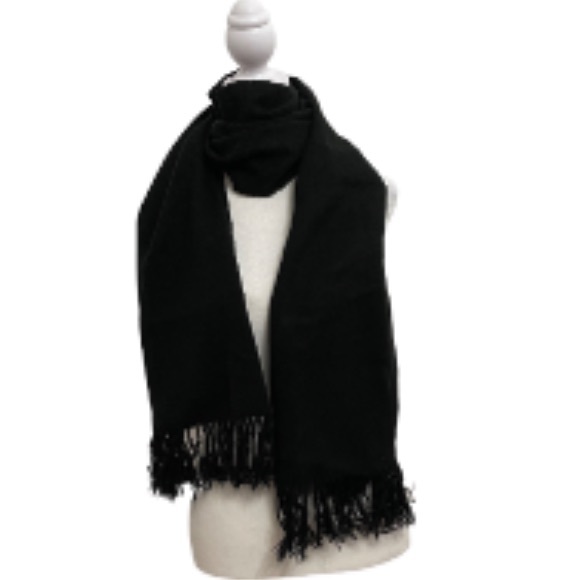 Classic Black Fringe Scarf - Picture 2 of 7